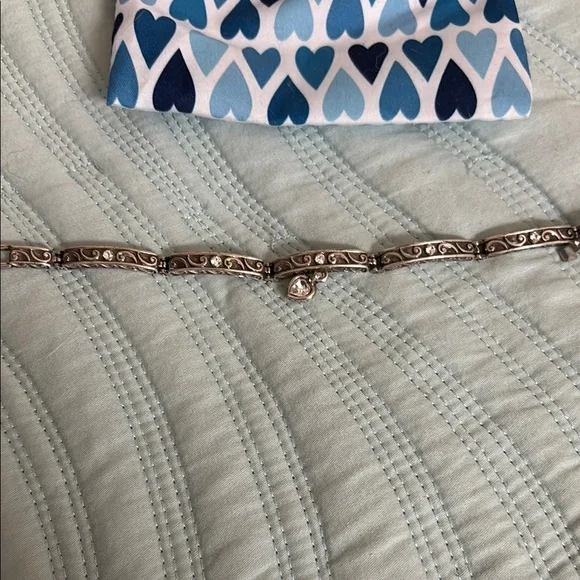 Brighton Sterling Silver Bracelet with Crystal Heart and Blue Heart Pouch - Picture 2 of 2